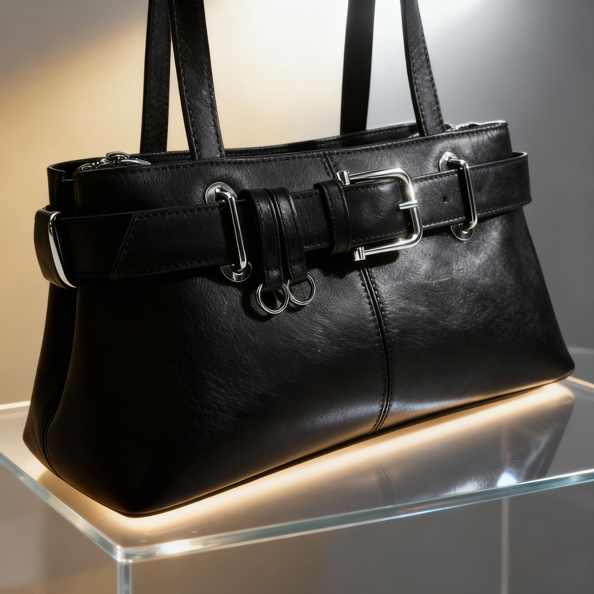 2025 Tote bag with retro texture, casual versatile belt buckle, shoulder bag, niche design, European and American commuting bag