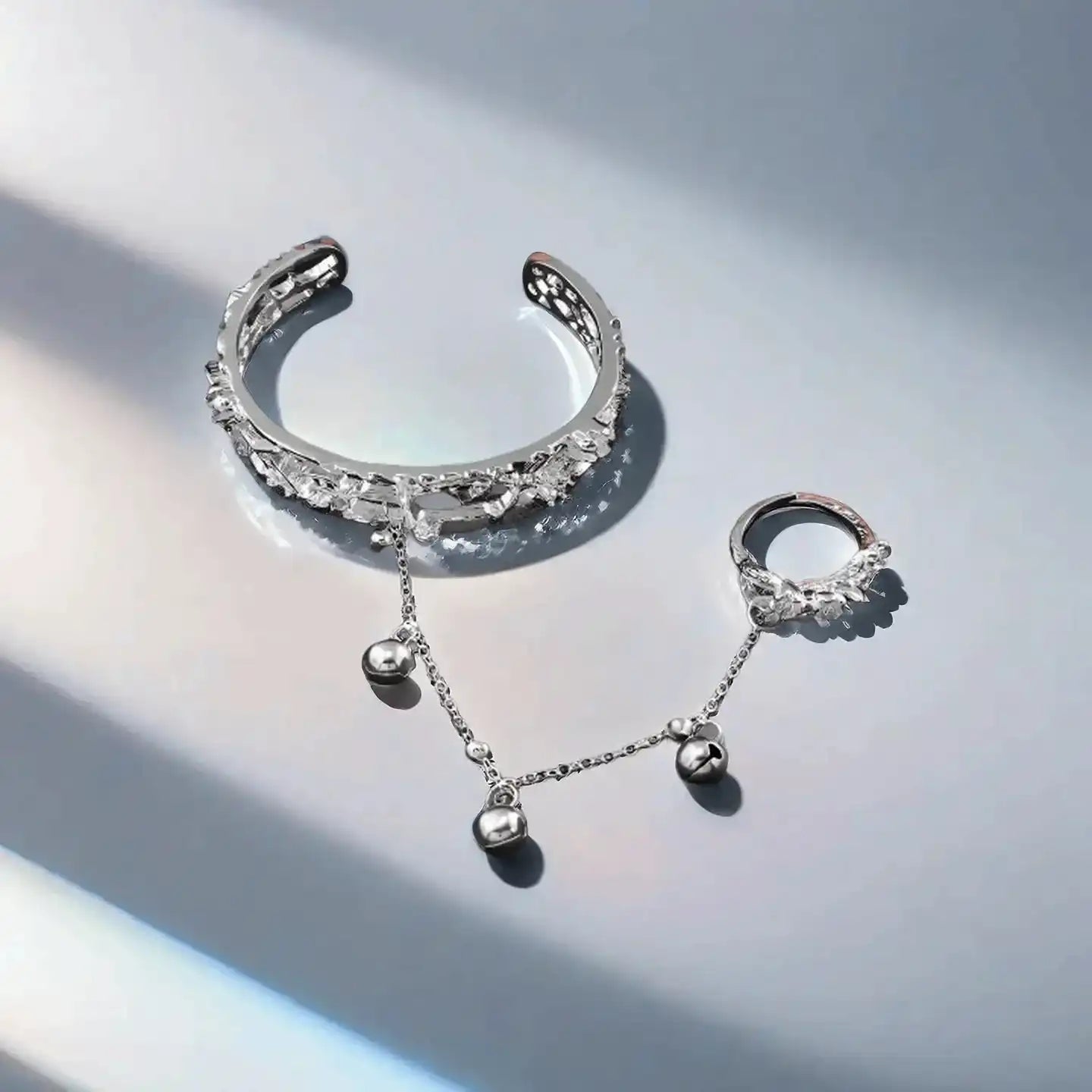 TGCF Hua Cheng & Xie Lian Cosplay Bracelet – Bell Ring Bangle & Adjustable Finger Ring Gift