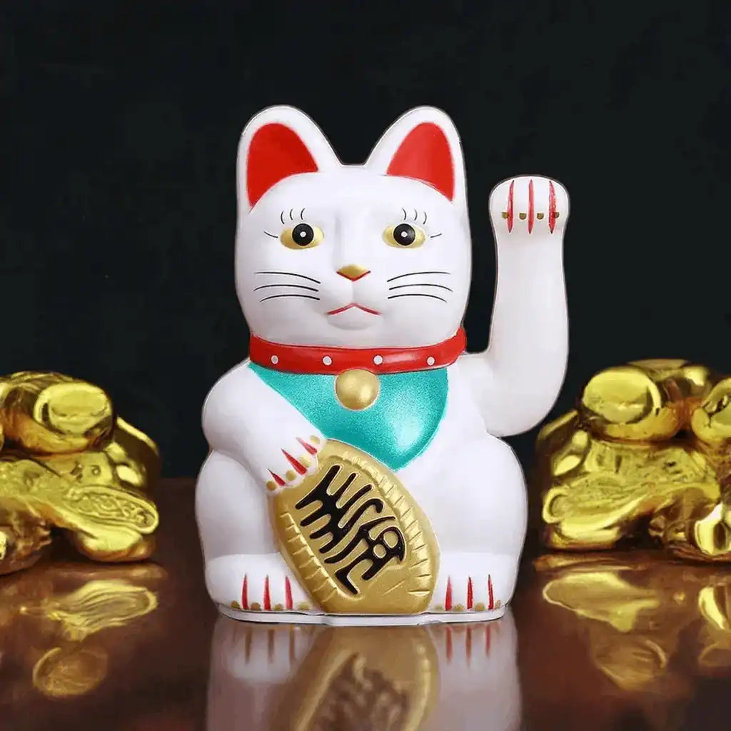 5 Inch/13.5cm Lucky Cat Waving Feng Shui Beckoning Cat Wealth Fortune Lucky Kitty For Home/Shop/Store Decoration 3 Color Choose