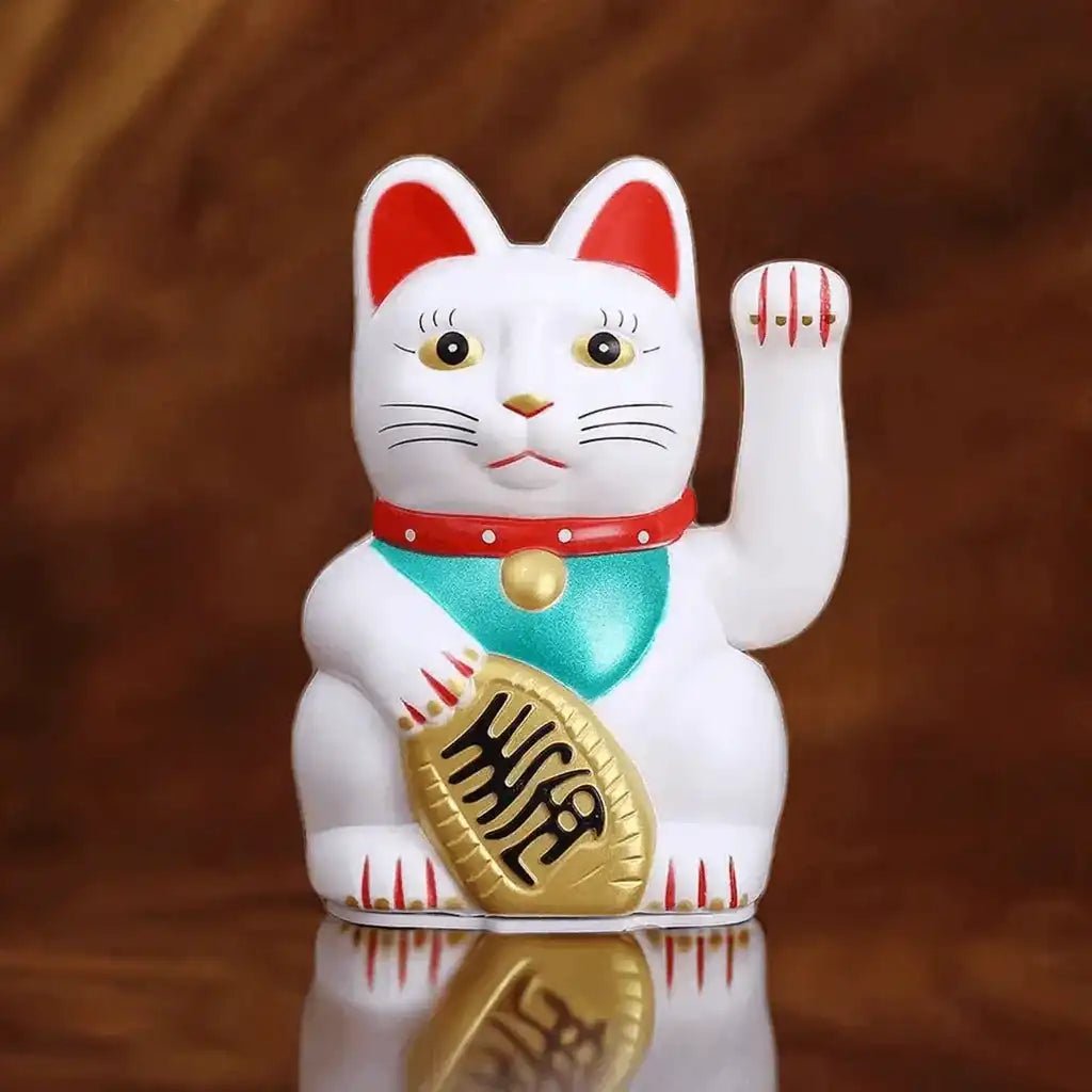 5 Inch/13.5cm Lucky Cat Waving Feng Shui Beckoning Cat Wealth Fortune Lucky Kitty For Home/Shop/Store Decoration 3 Color Choose