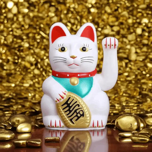 5 Inch/13.5cm Lucky Cat Waving Feng Shui Beckoning Cat Wealth Fortune Lucky Kitty For Home/Shop/Store Decoration 3 Color Choose