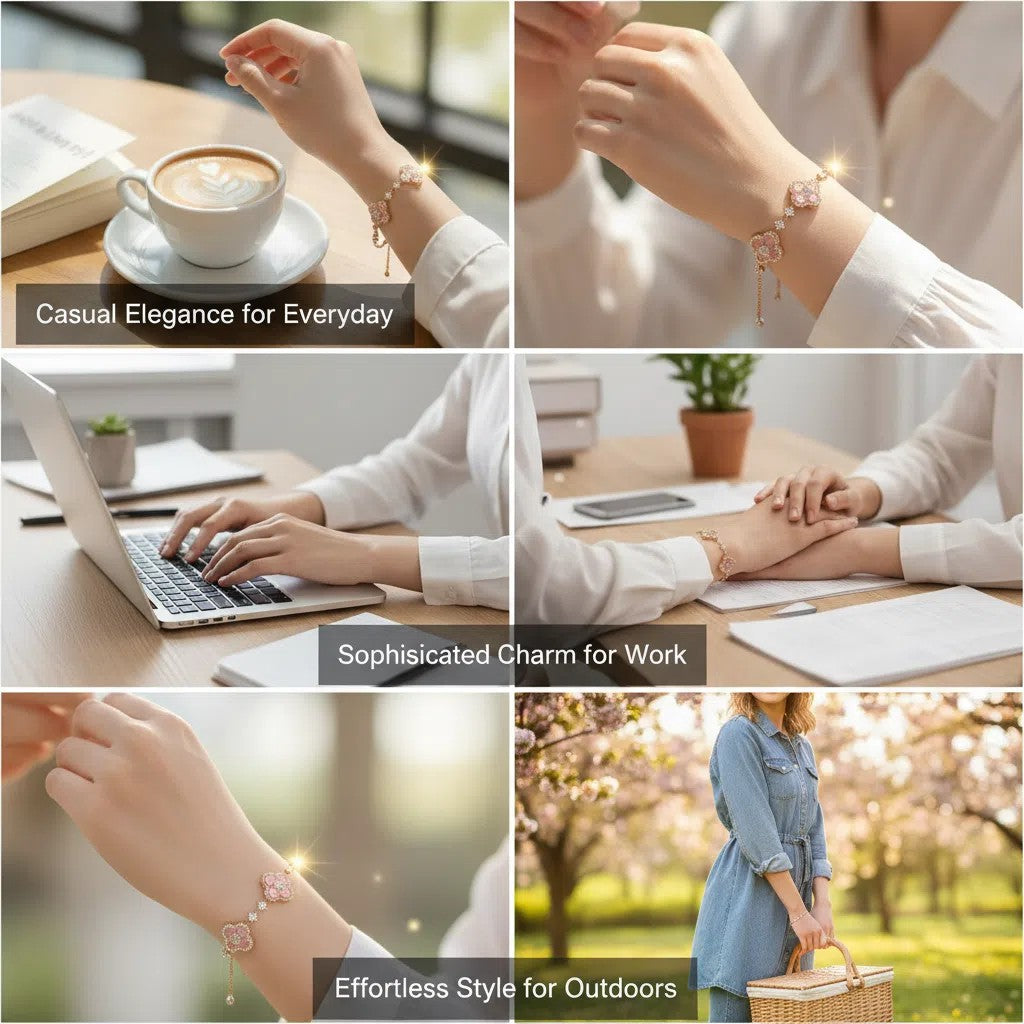 Crystal Flower Adjustable Bracelet Fashionable And Exquisite Wristband Light Luxury High-end Elegant Jewelry