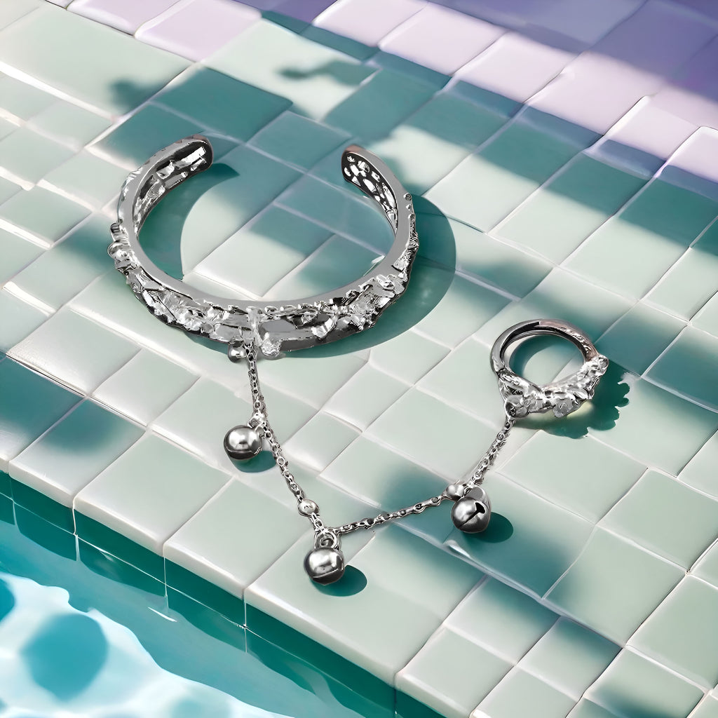 TGCF Hua Cheng & Xie Lian Cosplay Bracelet – Bell Ring Bangle & Adjustable Finger Ring Gift