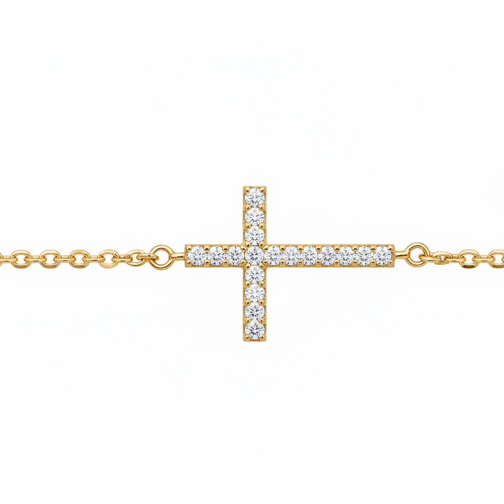 Designer Crystal Bracelet for Women Benefits: Protection & Good Luck – Gold Plated Cross Stainless Steel Fashion Jewelry