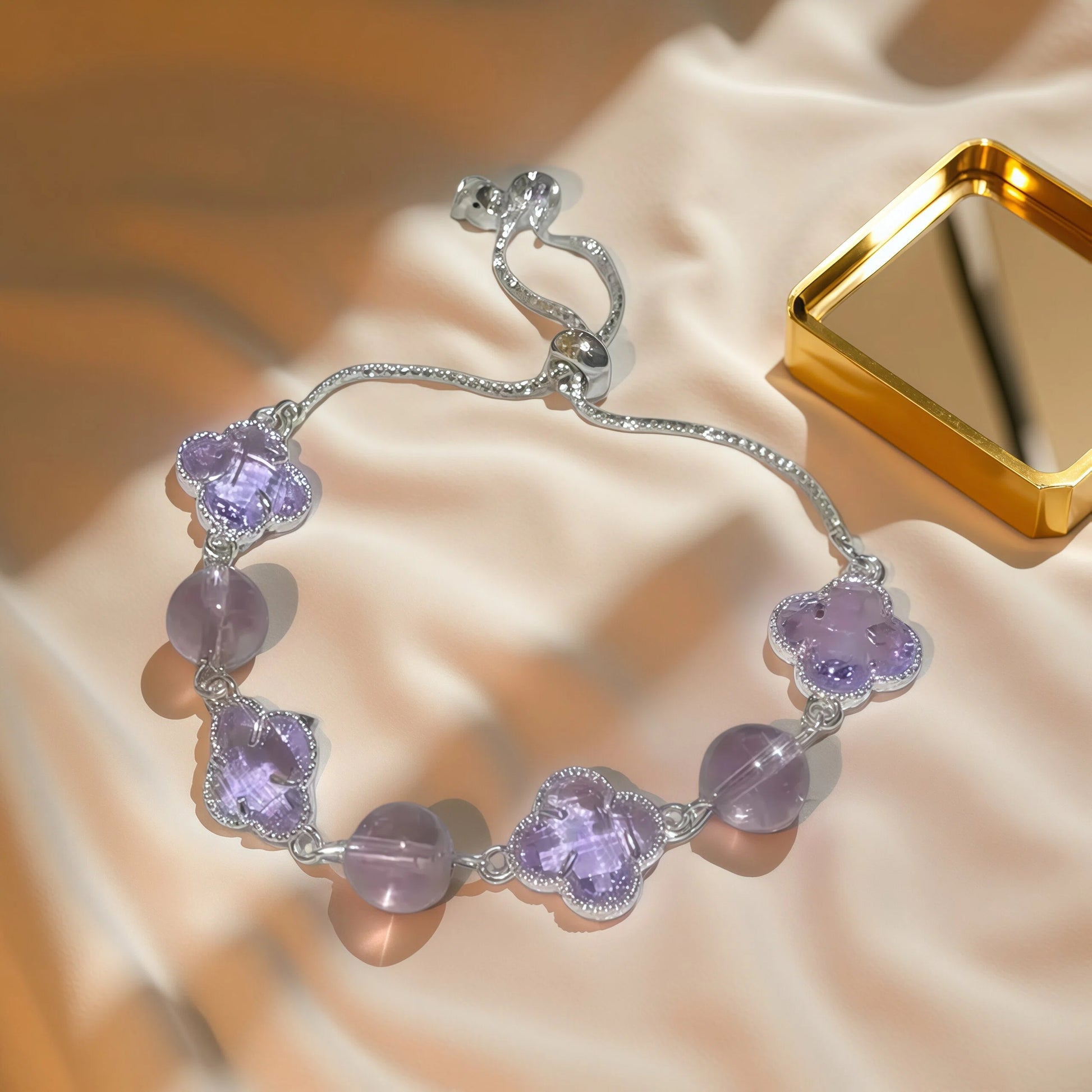 Crystal Flower Adjustable Bracelet Fashionable And Exquisite Wristband Light Luxury High-end Elegant Jewelry