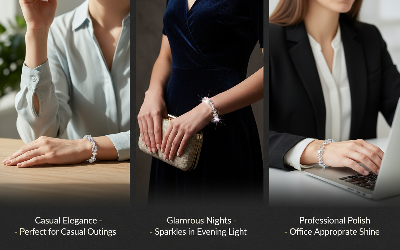 Delysia King 1pcs Women Trendy Cube Crystal Bracelet Luxurious Personality Versatile Wrist Chain Best Friend Gift