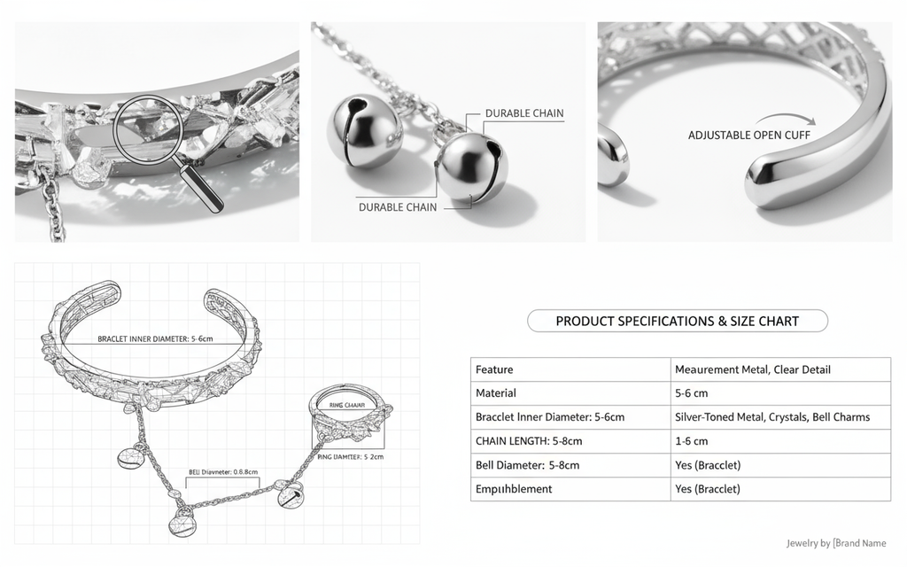 TGCF Hua Cheng & Xie Lian Cosplay Bracelet – Bell Ring Bangle & Adjustable Finger Ring Gift