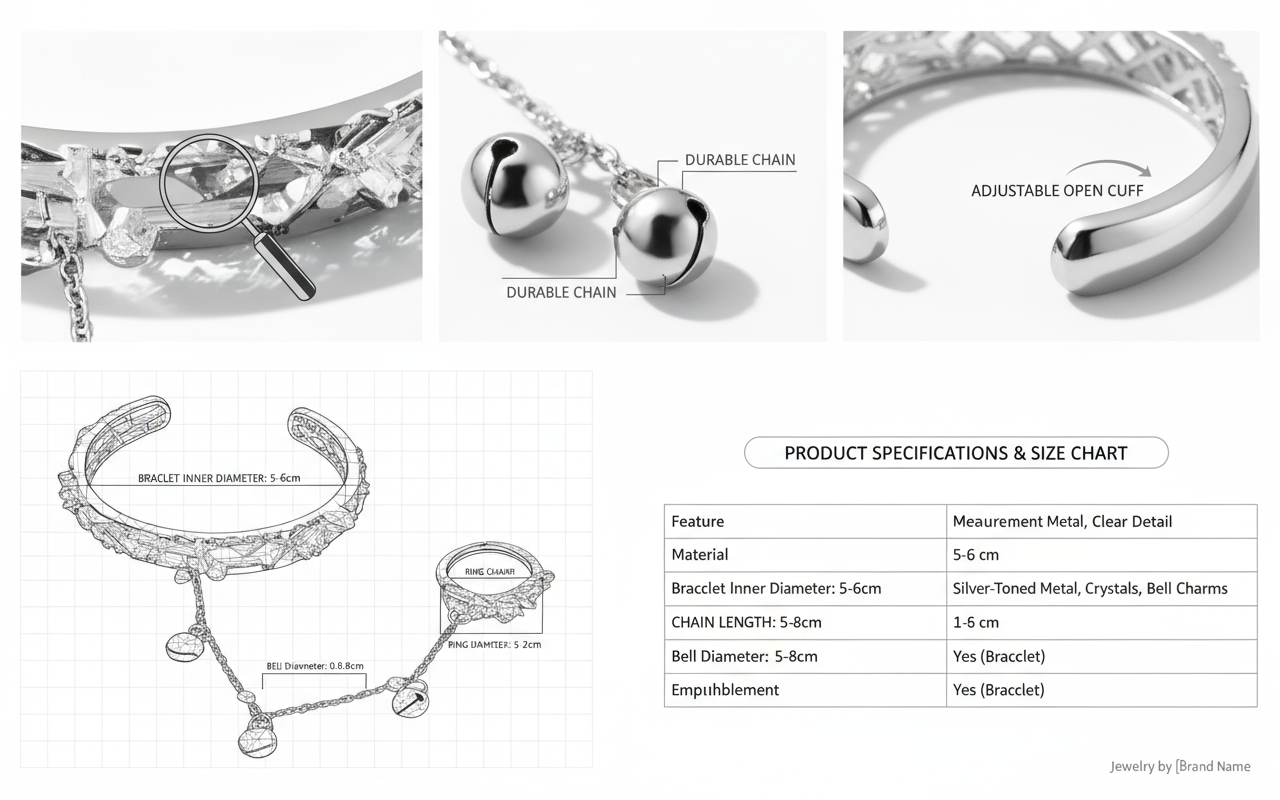 TGCF Hua Cheng & Xie Lian Cosplay Bracelet – Bell Ring Bangle & Adjustable Finger Ring Gift
