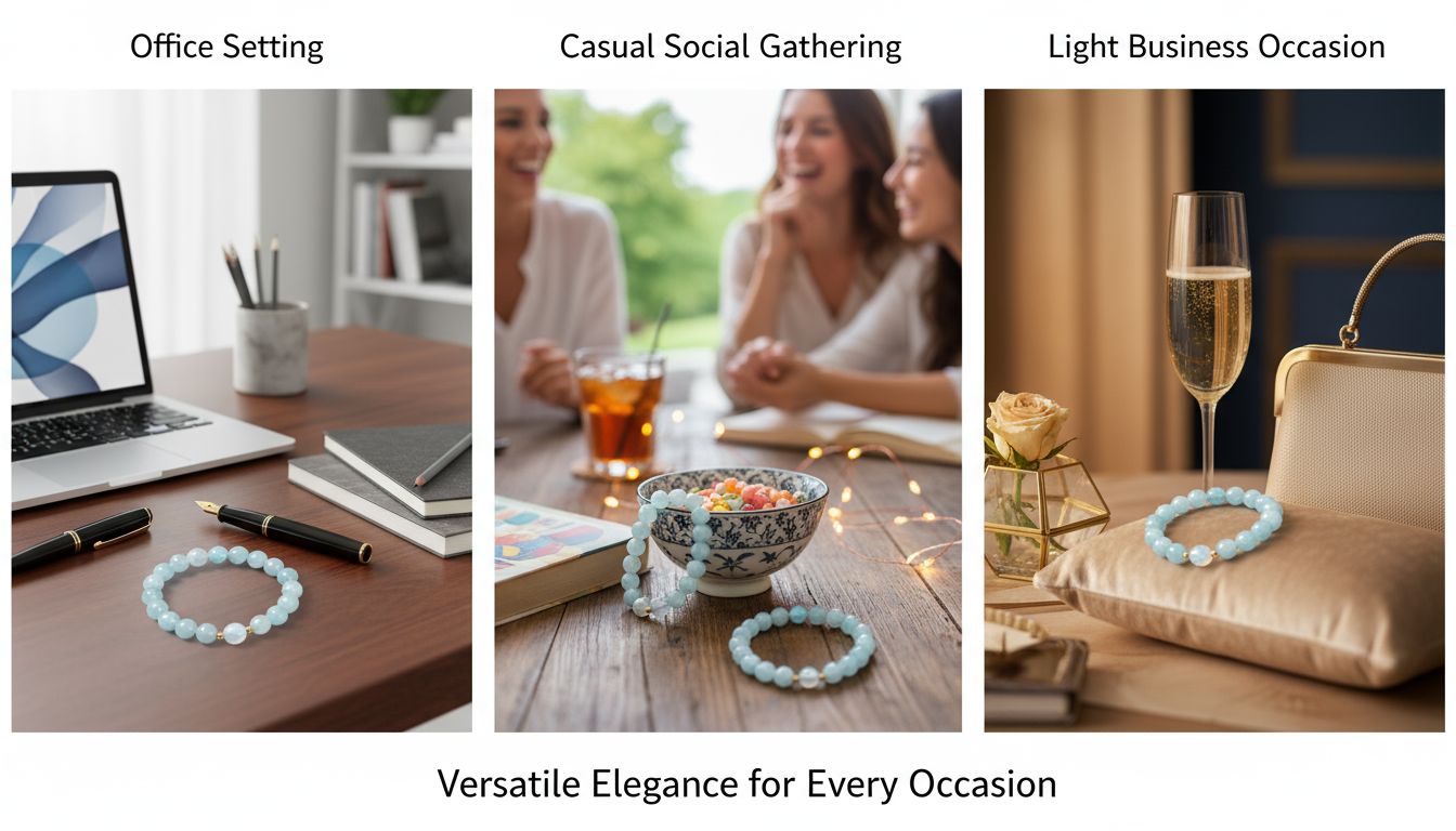 Aquamarine and white crystal bracelet, Strong Protection and Positive energy bracelet,  Hand jewelry, 1pc