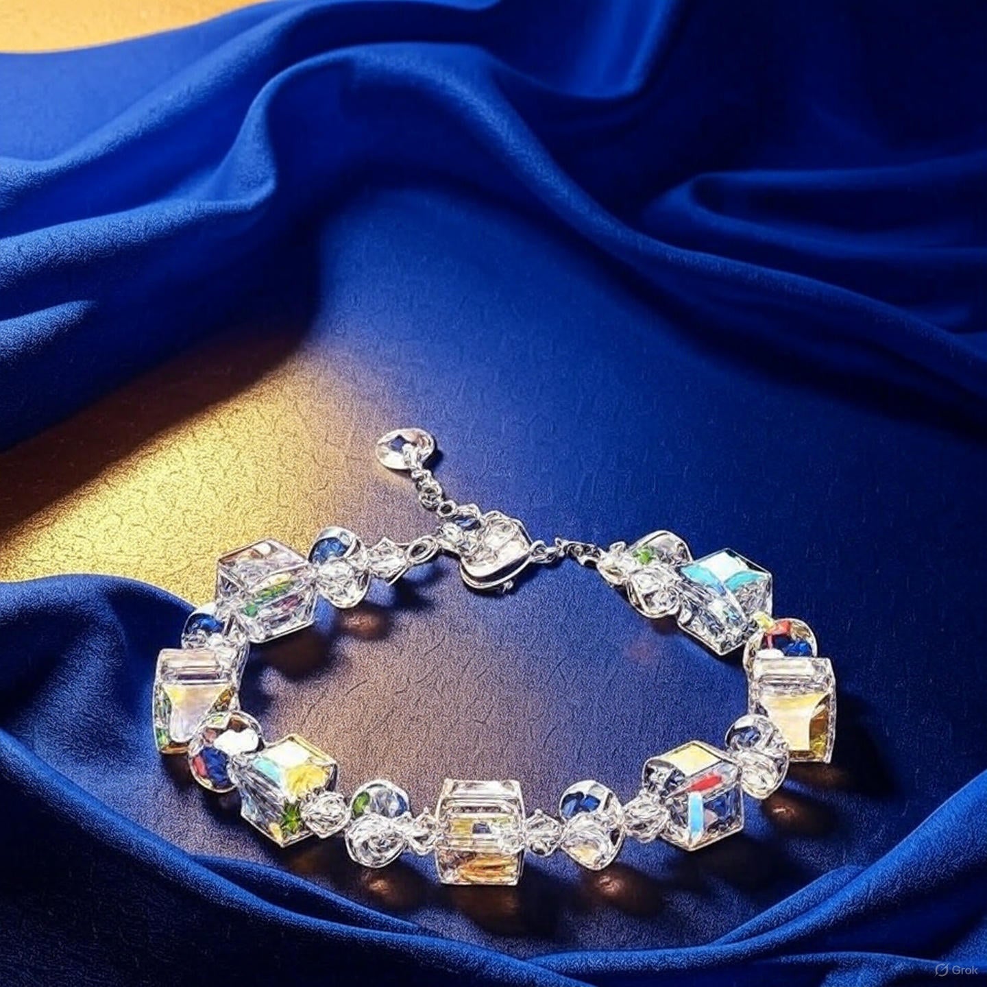 Delysia King 1pcs Women Trendy Cube Crystal Bracelet Luxurious Personality Versatile Wrist Chain Best Friend Gift