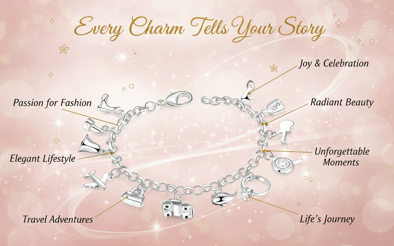 Pretty Bracelets 925 Sterling Silver AAA Zircon Crystal Bracelets 12 Pendants Charms Bangles For Woman New Fine Jewelry