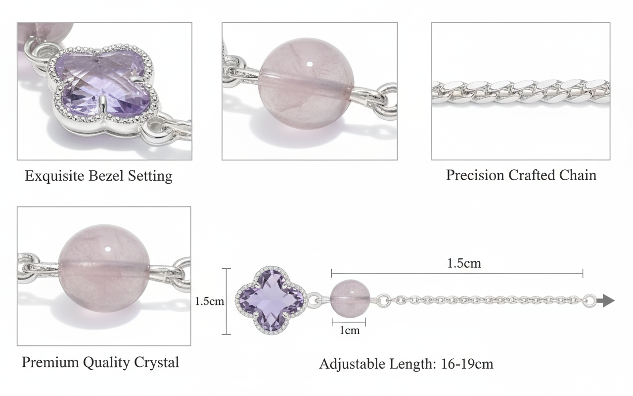 Crystal Flower Adjustable Bracelet Fashionable And Exquisite Wristband Light Luxury High-end Elegant Jewelry