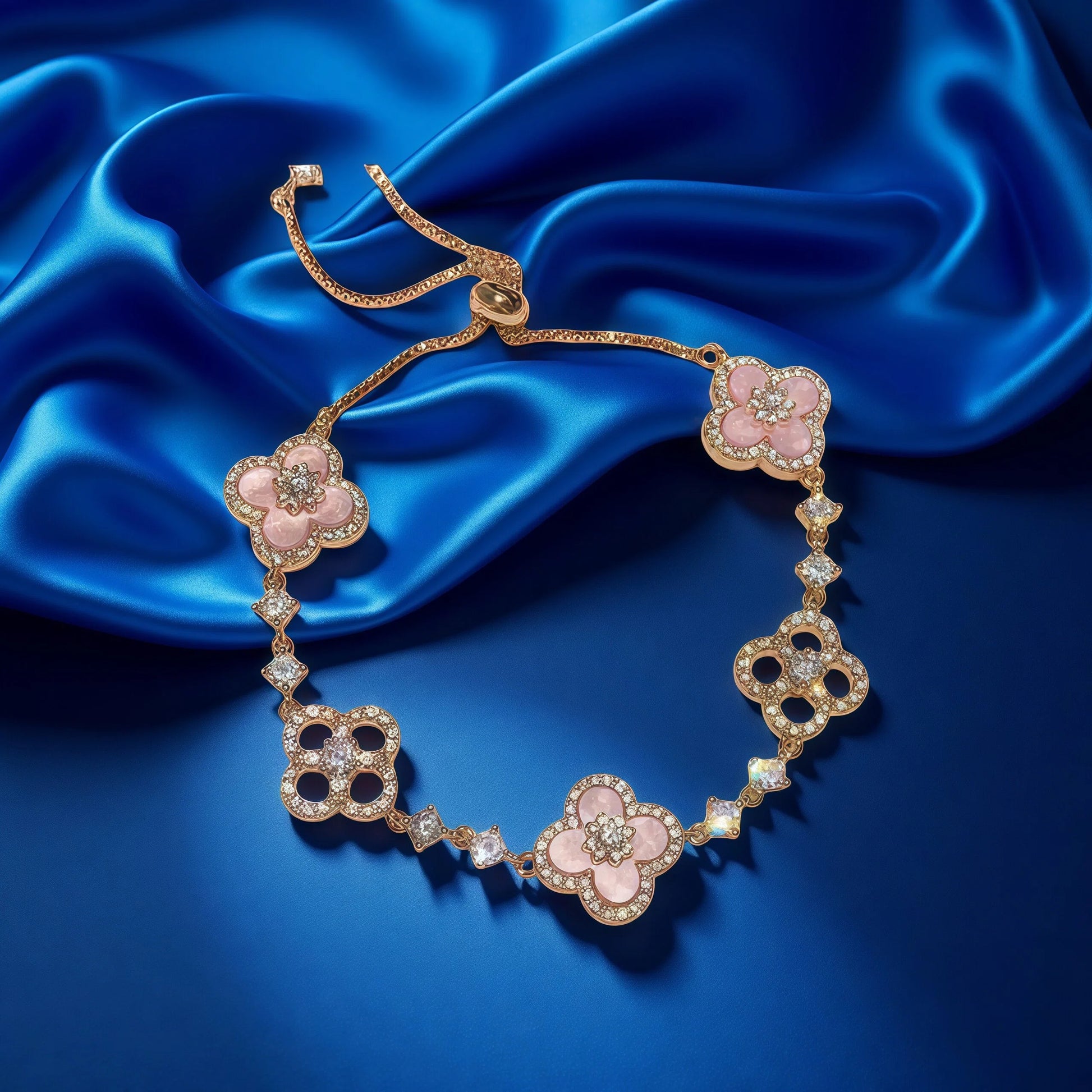 Crystal Flower Adjustable Bracelet Fashionable And Exquisite Wristband Light Luxury High-end Elegant Jewelry