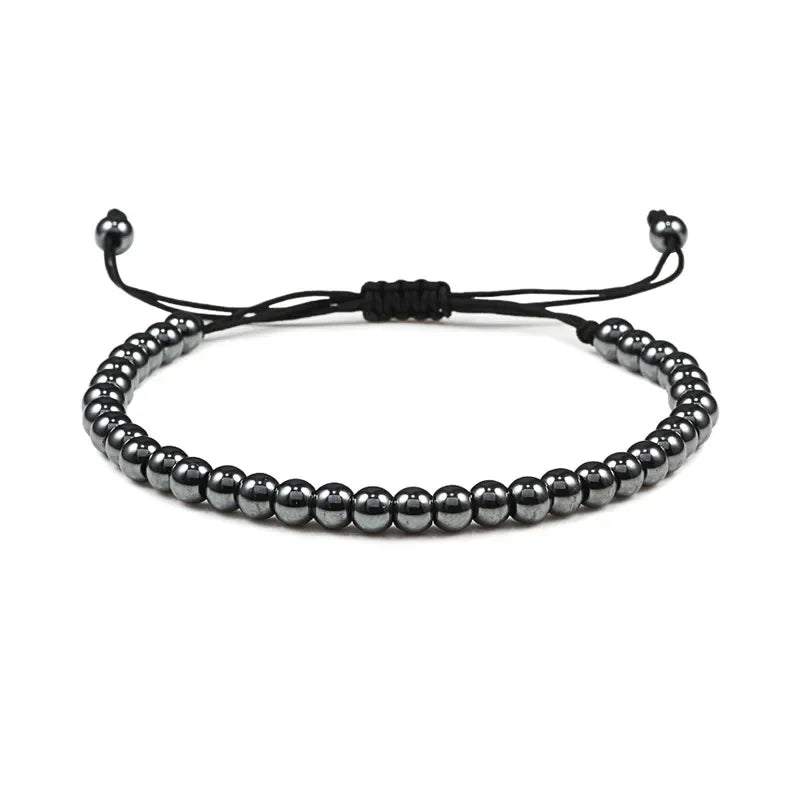 Hematite Beaded Bracelet for Men & Women – Handmade Adjustable Woven Bangle | Energy Healing, Protection & Stylish Gift
