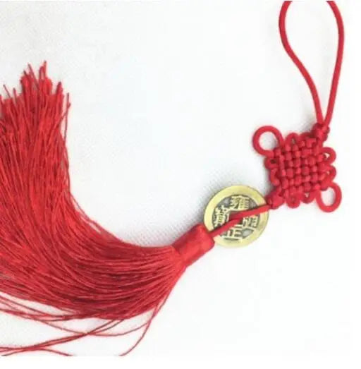 1PC Chinese Feng Shui Coins with Handmade Red Enless Knot Home Decor Hanging Decoration Lucky Ornaments for Car Wealth Success