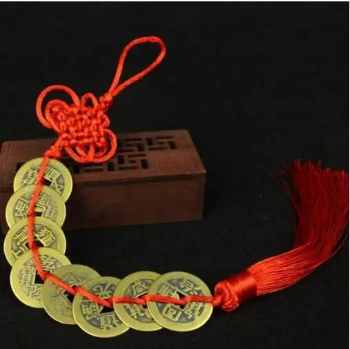 1PC Chinese Feng Shui Coins with Handmade Red Enless Knot Home Decor Hanging Decoration Lucky Ornaments for Car Wealth Success