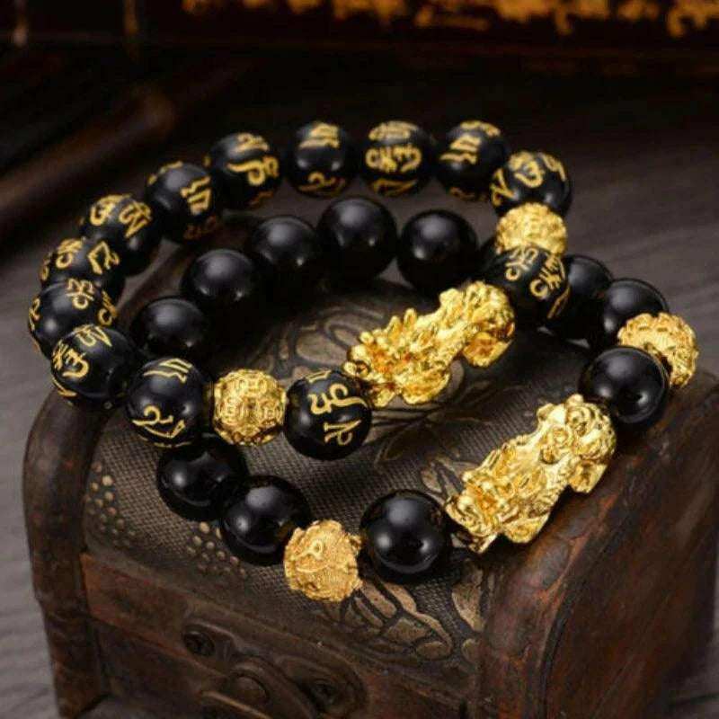 Feng Shui Wealth Bracelet Black Obsidian Pi Xiu Lucky Amulet