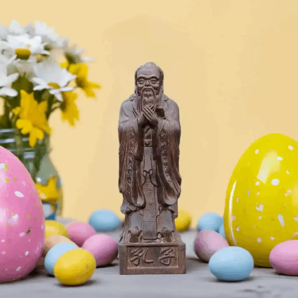 Agarwood Confucius Statue – Hand-Carved Feng Shui Wood Decor for Home, Office, or Teacher’s Day Gift – Enhances Learning and Inspires Wisdom