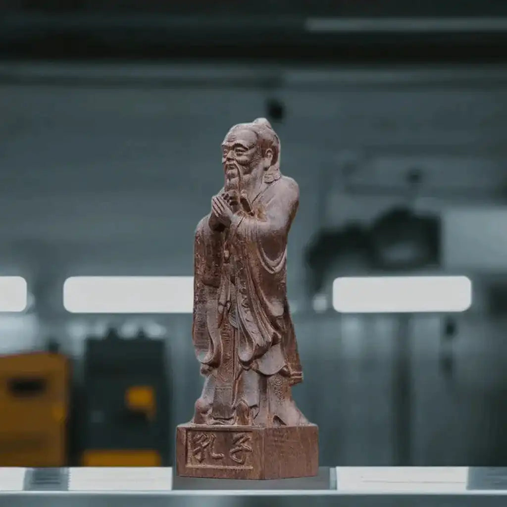 Agarwood Confucius Statue – Hand-Carved Feng Shui Wood Decor for Home, Office, or Teacher’s Day Gift – Enhances Learning and Inspires Wisdom