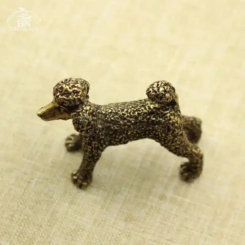 Pure Copper Feng Shui Dog Statue Lucky Poodle Figurine Home Desk Decoration