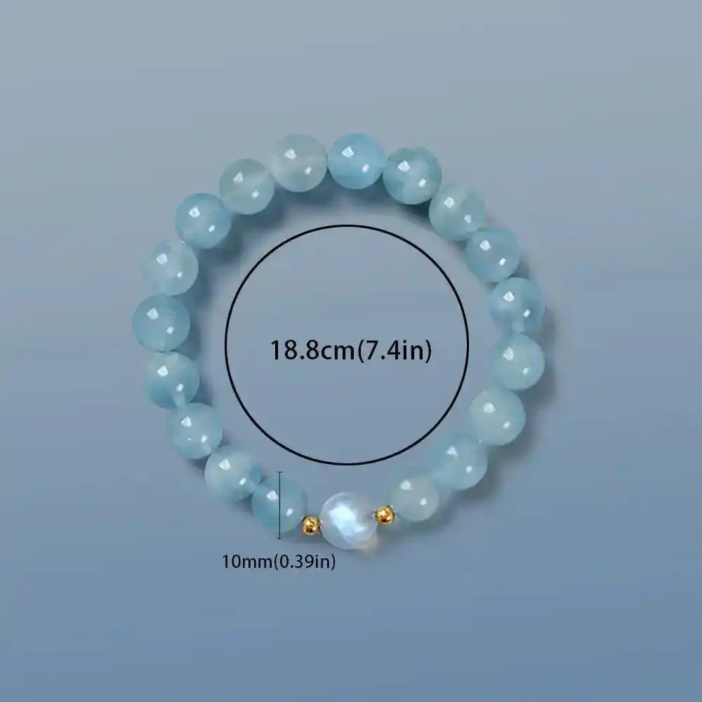 Aquamarine and white crystal bracelet, Strong Protection and Positive energy bracelet, Hand jewelry, 1pc