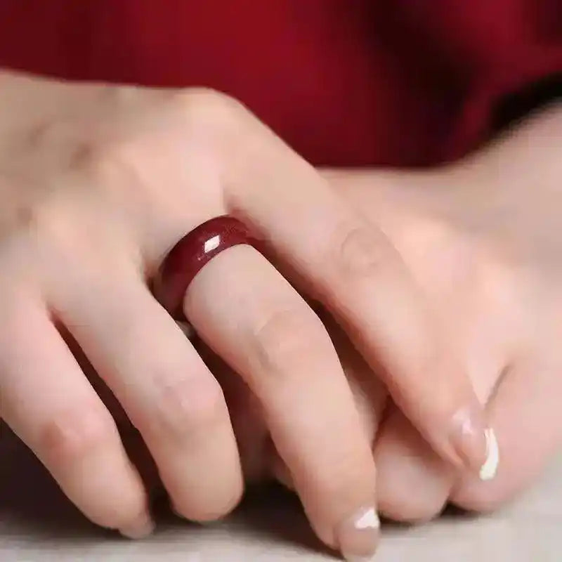 FengShui Cinnabar Ring, Symbol Lucky Wealth Amulet Jewelry Gifts Chinese Amulet Talismans Gift Exorcise Evil Spirits