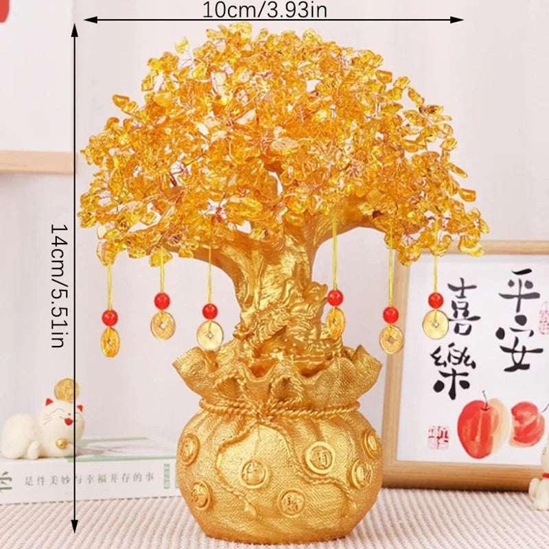 Lucky Tree Wealth Resin Natural Money Tree Ornaments Bonsai Style Wealth Luck Feng Shui Ornaments Craft