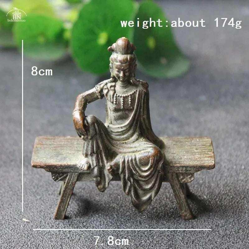 Antique Bronze Guanyin Bodhisattva Statue Feng Shui Home Decor Crafts guanyin-174g