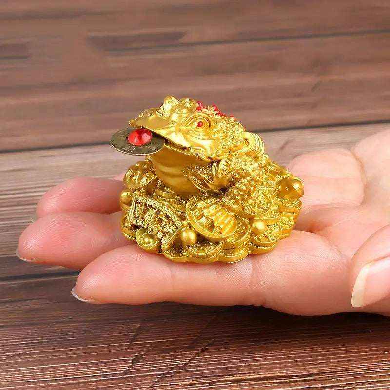 Golden Fortune Coin Money Toad Feng Shui Wealth Decoration Lucky Chinese Office Home Gift Golden