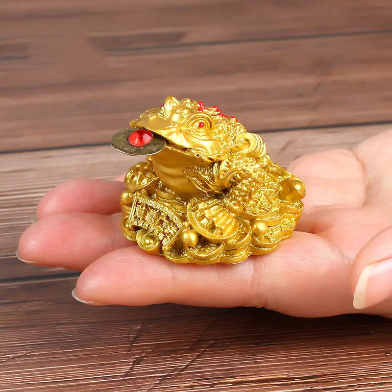 Golden Fortune Coin Money Toad Frog Office Ornaments Decoration Tabletop LUCKY Chinese Wealth Feng Shui Gifts Home