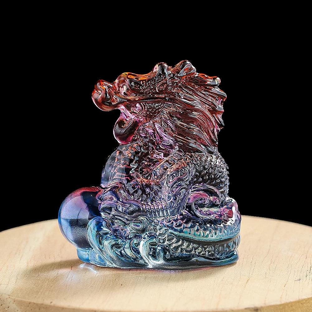 Chinese Crystal Dragon Figurine Ornaments Twelve Zodiac Loong Portraits Feng Shui Crafts Glass Art Shop Opening Gifts Room Decor