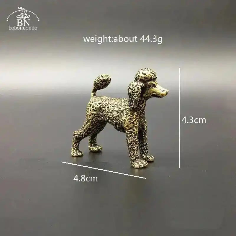 Pure Copper Feng Shui Dog Statue Lucky Poodle Figurine Home Desk Decoration Dog Figurines-44.3g