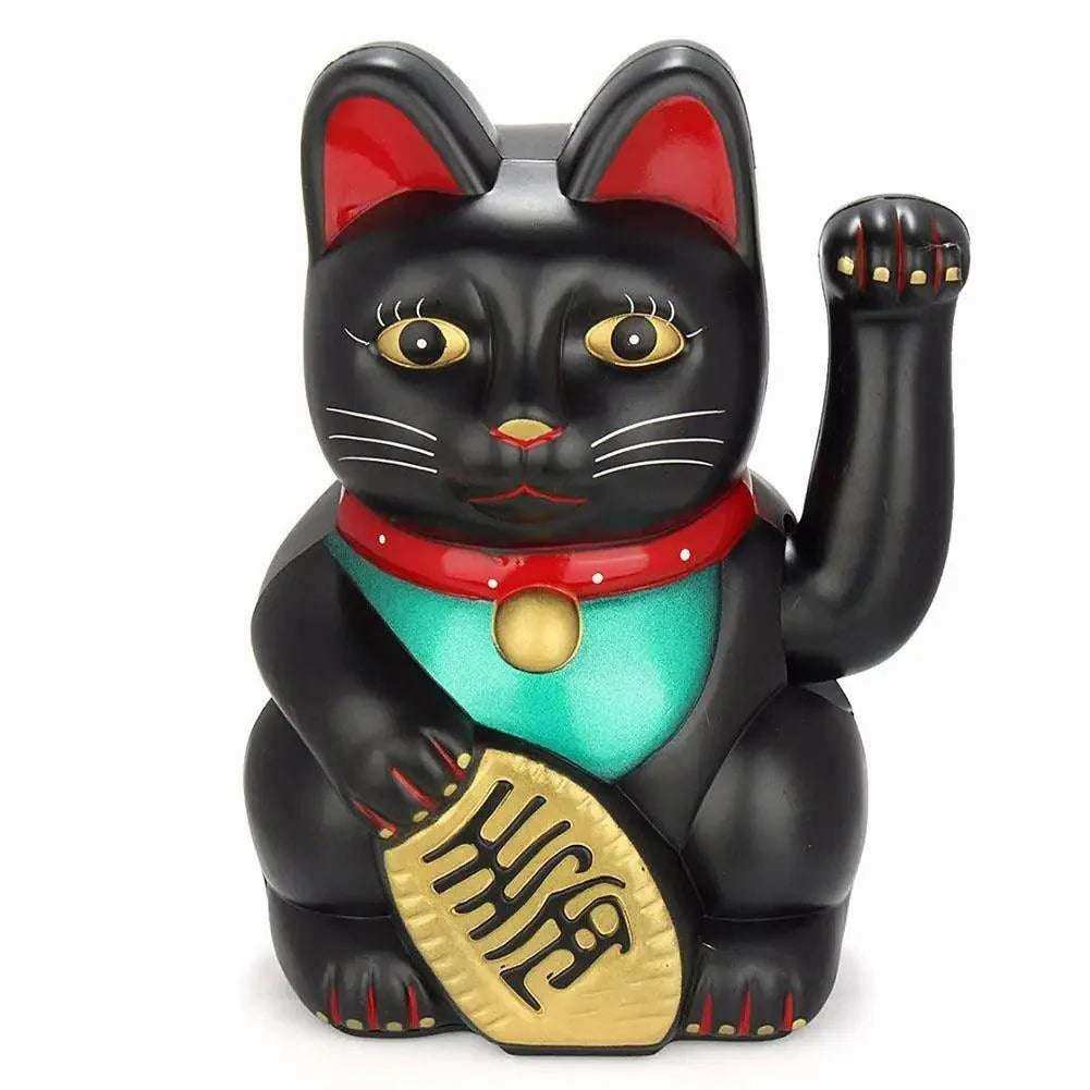 5 Inch/13.5cm Lucky Cat Waving Feng Shui Beckoning Cat Wealth Fortune Lucky Kitty For Home/Shop/Store Decoration 3 Color Choose Black CHINA