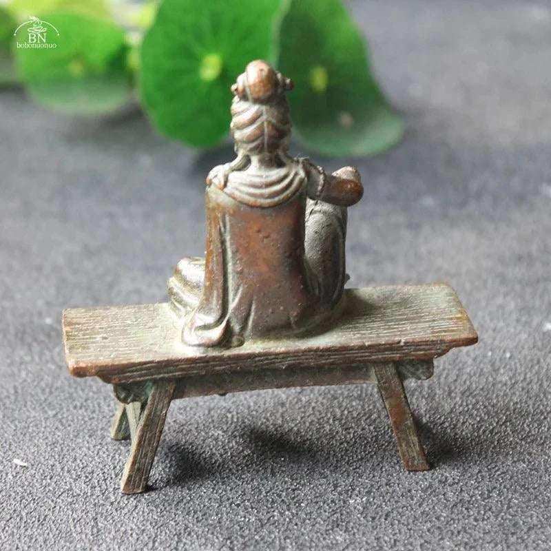 Antique Bronze Guanyin Bodhisattva Statue Feng Shui Home Decor Crafts