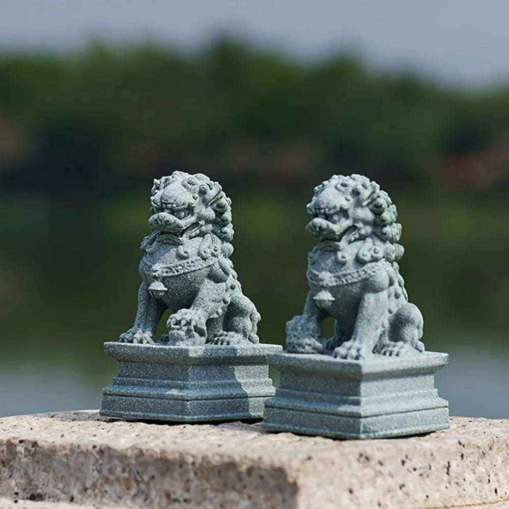 Fu Foo Dogs Pair Guardian Lion Statues Feng Shui Home Decor Chinese Figurines