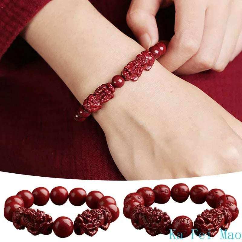 Feng Shui Pixiu Bracelet – Red Cinnabar Lucky Charm for Wealth & Protection