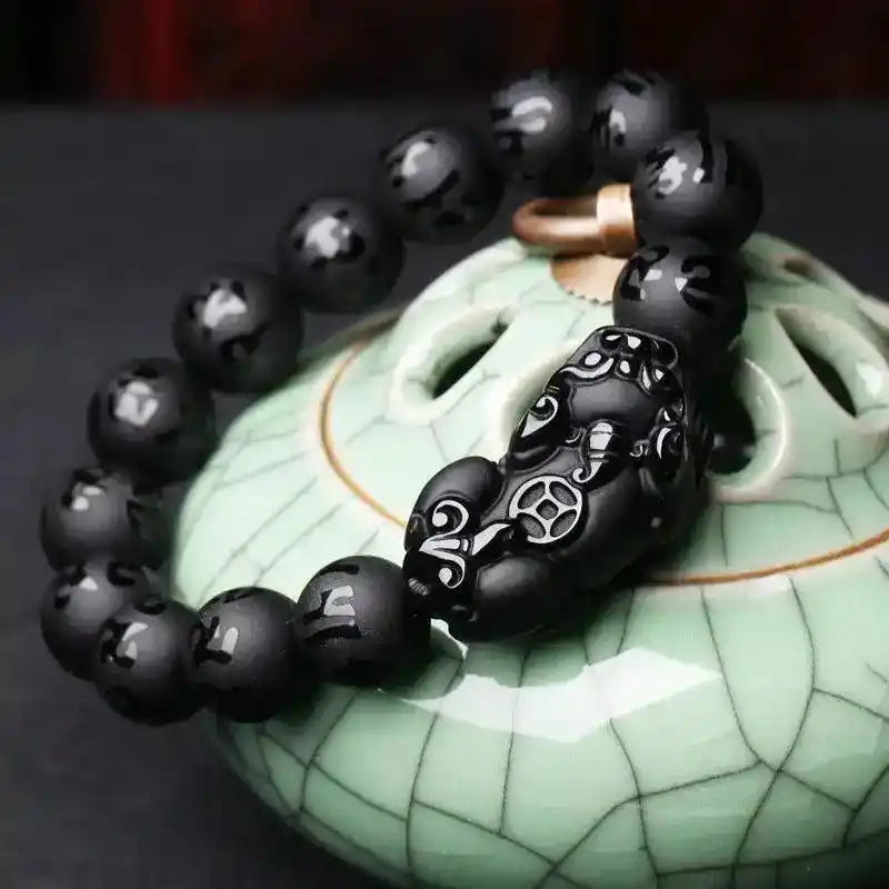 Feng Shui Jewelry Obsidian Pixiu Bracelet Lucky Amulet Gift