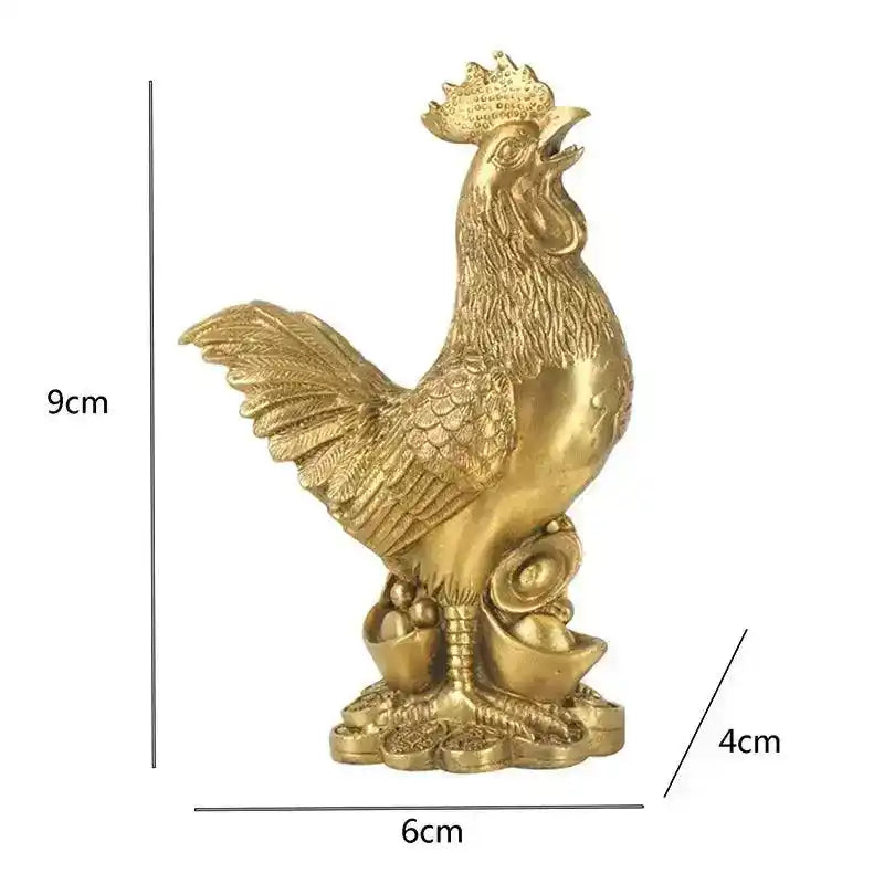 Brass Rooster Cock Figurine Statue 1Pc Chinese Lucky Fengshui Ornament For Home Office Store Desktop Decoration Handmade Crafts