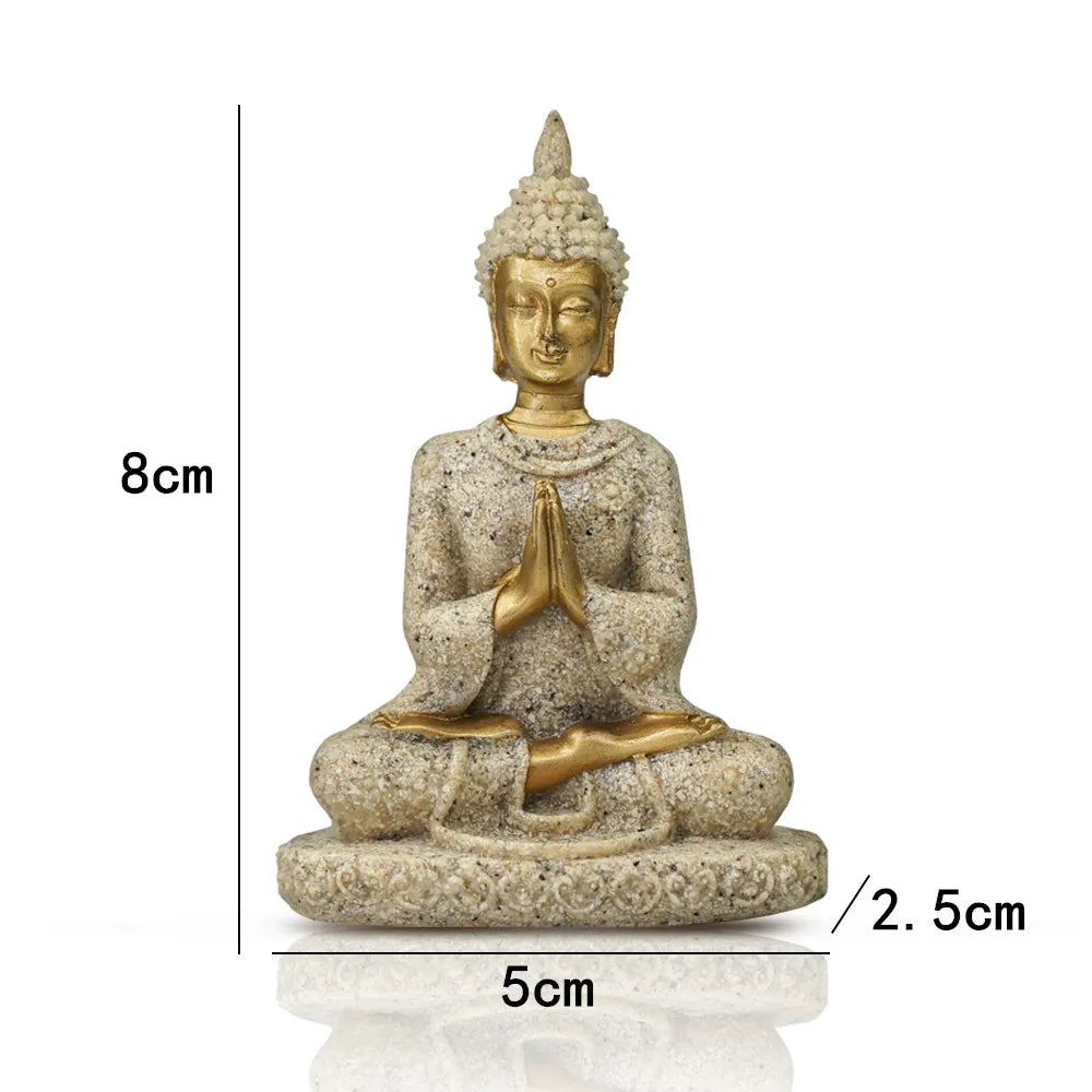 Miniature Buddha Statue Nature Sandstone Fengshui Thailand Buddha Sculpture Hindu Figurine Home Decorative Ornament