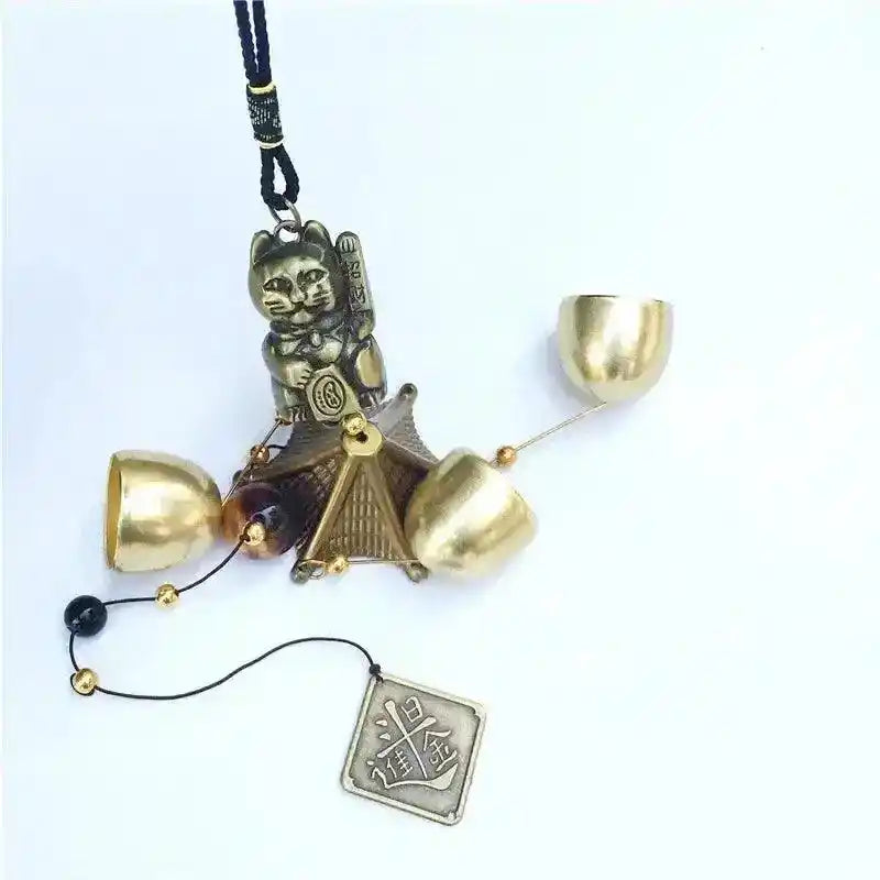 Metal Copper Door Alloy Wind Chimes Hanging Decorations Bell Feng Shui Pendant Town House Lucky Cat Cat Money Shop Doorbell
