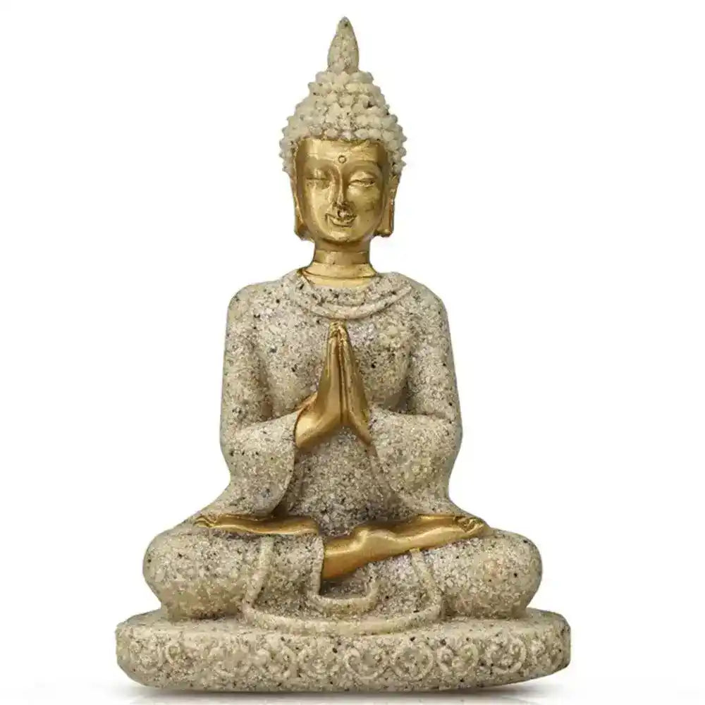 Mini Buddha Statue – Thai Sandstone Feng Shui Sculpture for Calm & Balance Light Grey