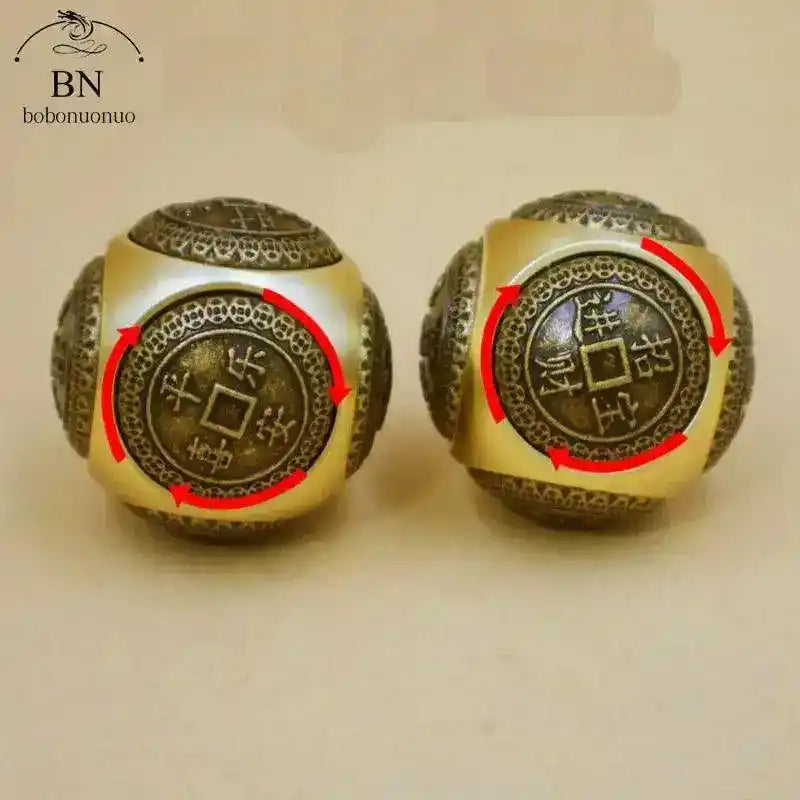 Six Faced Feng Shui Lucky Money Spinner Copper Stress Relief Toy for Adults