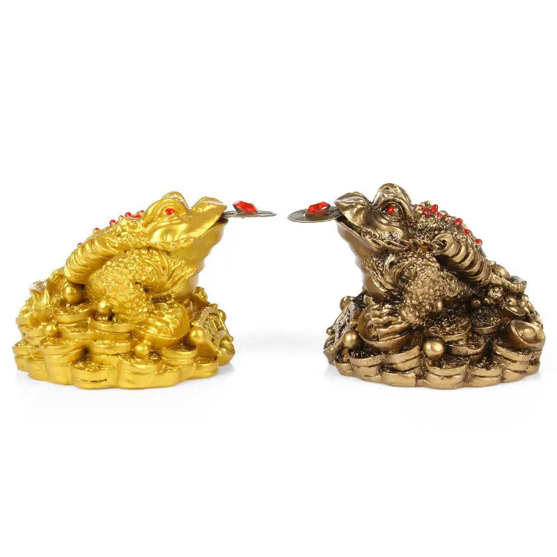 Golden Fortune Coin Money Toad Frog Office Ornaments Decoration Tabletop LUCKY Chinese Wealth Feng Shui Gifts Home