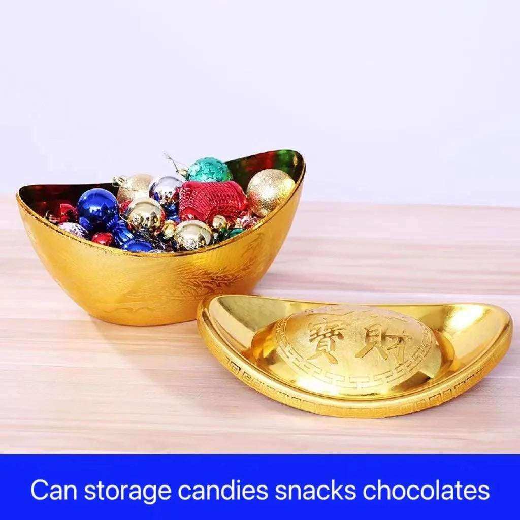 INS Lucky Gold Dollar Treasure Ancient Chinese Money Yuanbao Ornaments Office Shop Fengshui Decors Festive Candy Snacks Box Gift
