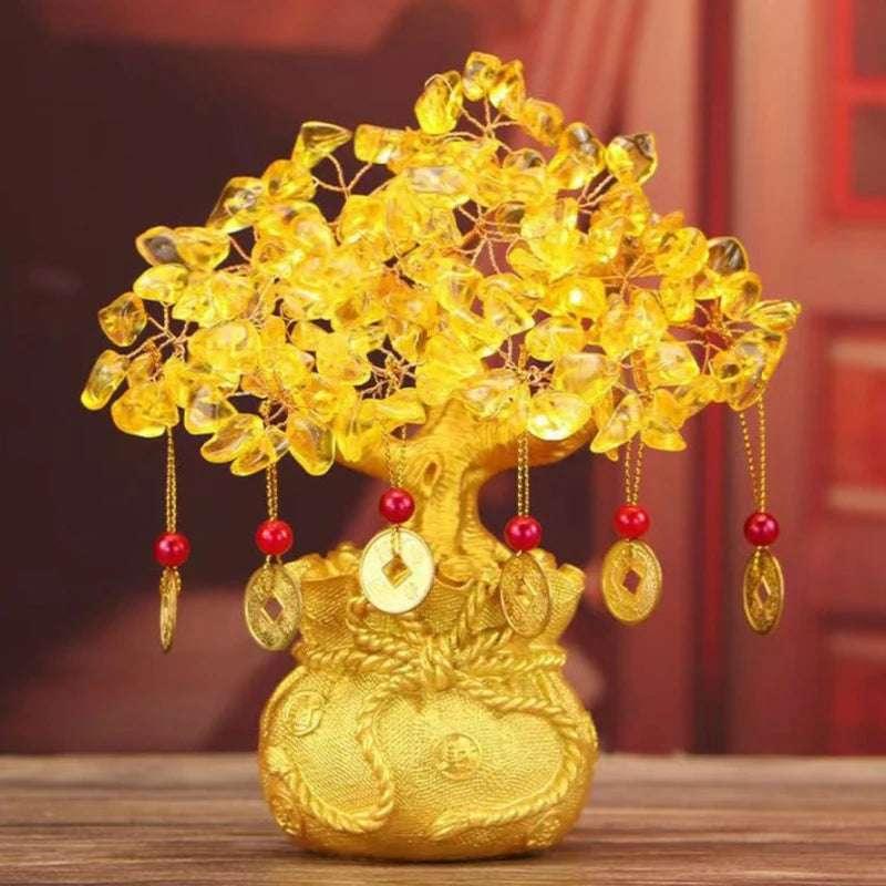 Lucky Tree Wealth Resin Natural Money Tree Ornaments Bonsai Style Wealth Luck Feng Shui Ornaments Craft