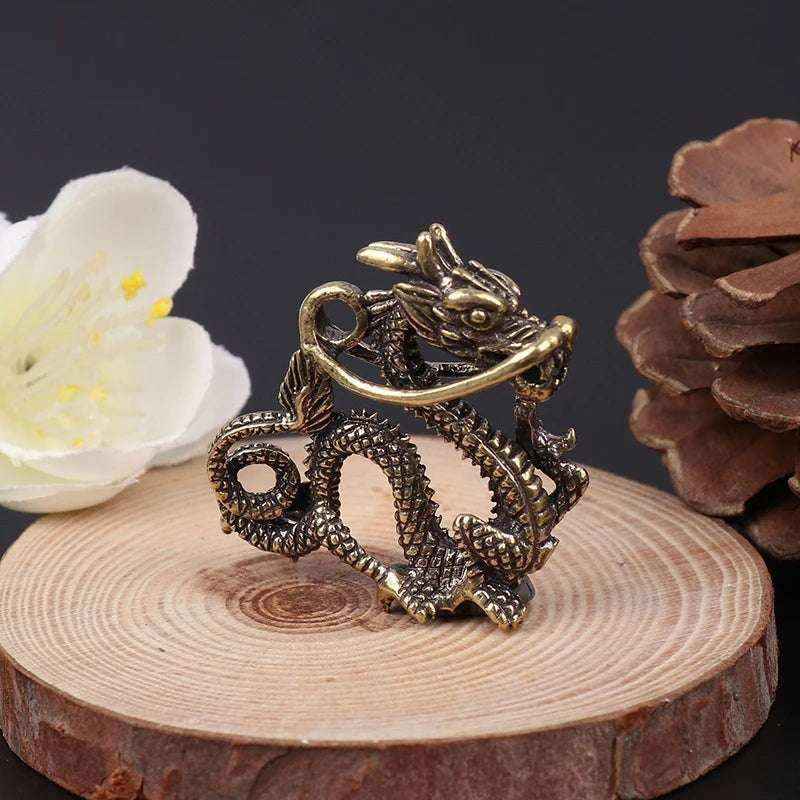 New 1PC Fengshui Qilin Dragon Wealth Brass Statue Chinese Lucky Decor Vintage Ornament 1PC 1