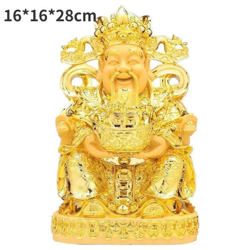 Chinese Style Lucky Fengshui God of Wealth Ornaments for Home Living Room Store Opening Gifts Sculptures Crafts Gold