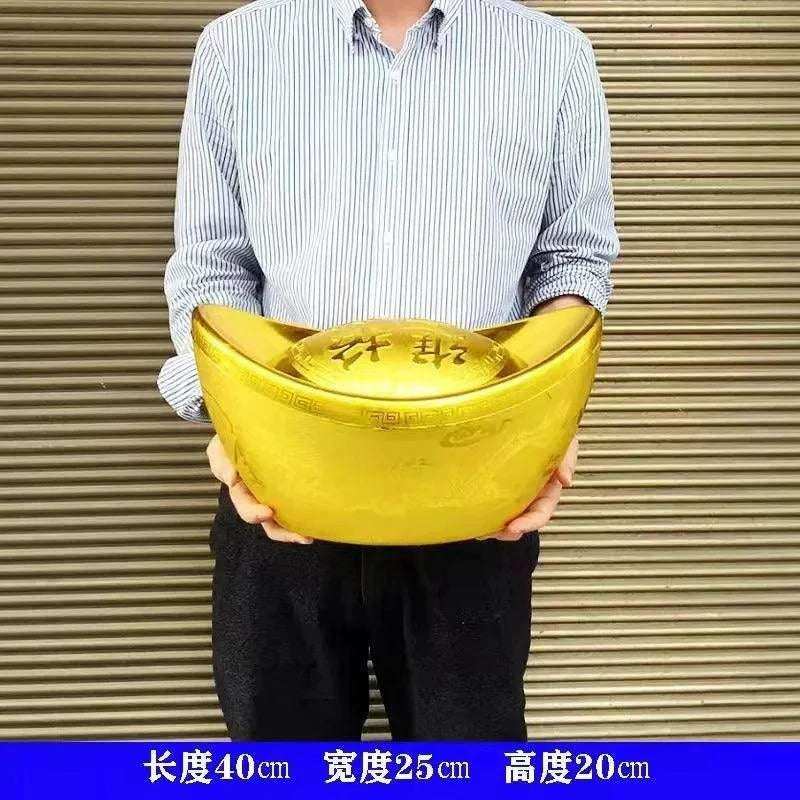 INS Lucky Gold Dollar Treasure Ancient Chinese Money Yuanbao Ornaments Office Shop Fengshui Decors Festive Candy Snacks Box Gift extra large 38cm