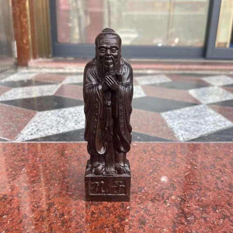 Agarwood Confucius Statue – Hand-Carved Feng Shui Wood Decor for Home, Office, or Teacher’s Day Gift – Enhances Learning and Inspires Wisdom