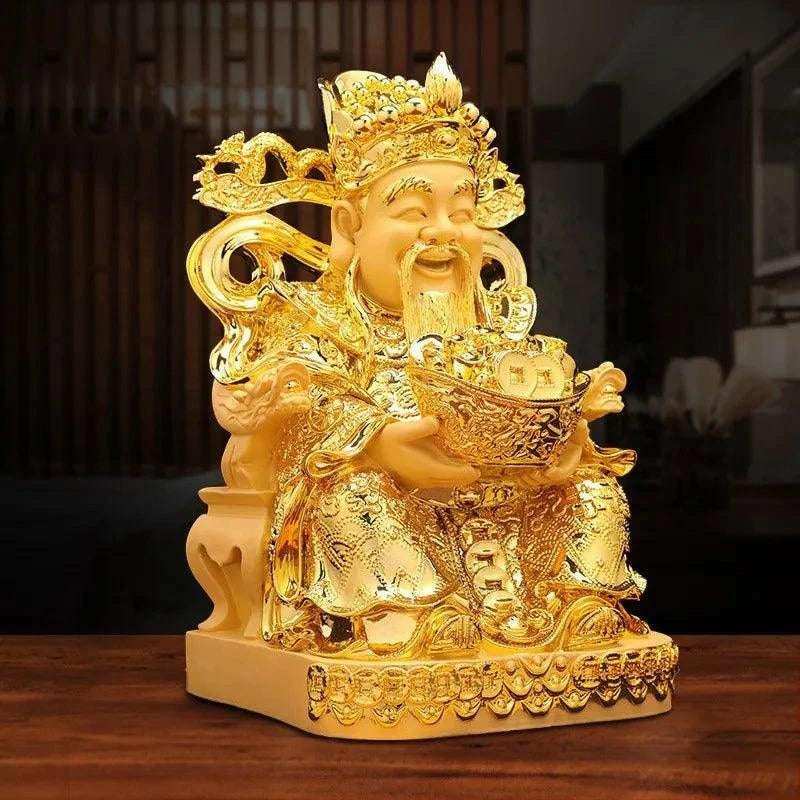 Chinese Style Lucky Fengshui God of Wealth Ornaments for Home Living Room Store Opening Gifts Sculptures Crafts